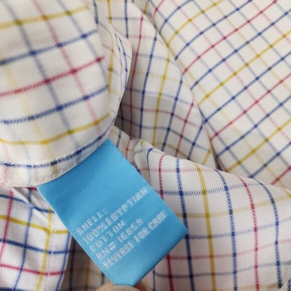 J McLaughlin Mens Shirt Medium White Check Long Sleeve Preppy Pocket Button Up - Picture 10 of 12